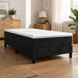 Velvet Box Spring Bed with Pocket Spring Mattress 106x203cm