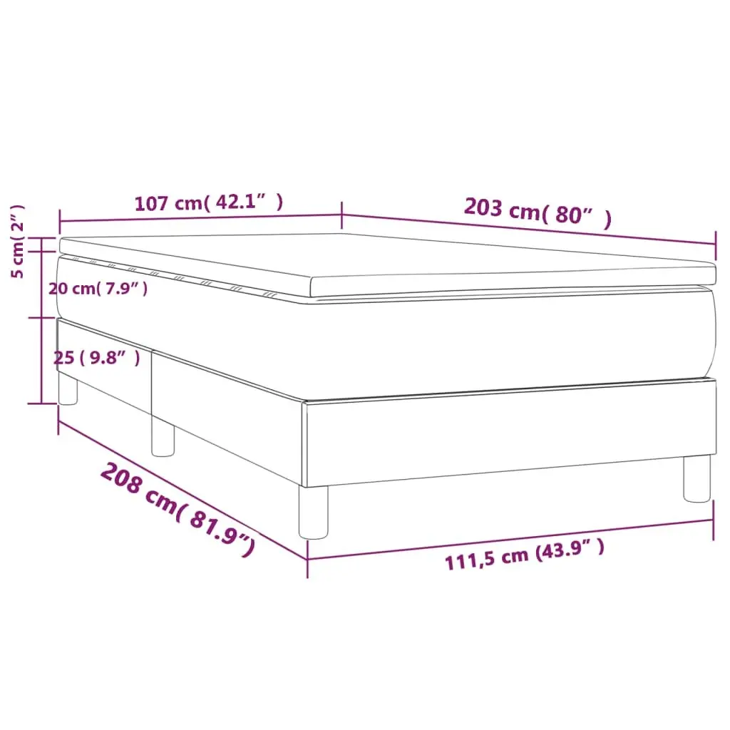 Pocket Spring Mattress Box Spring Bed Black Velvet King Single 106x203cm