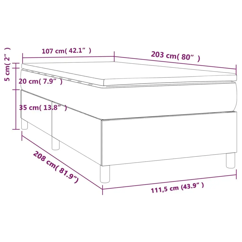 Box Spring Bed King Single Black Velvet 106x203 cm with Pocket Spring Mattress