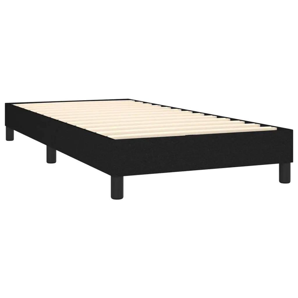 Box Spring Bed Black Fabric King Single 106x203 cm with Pocket Mattress