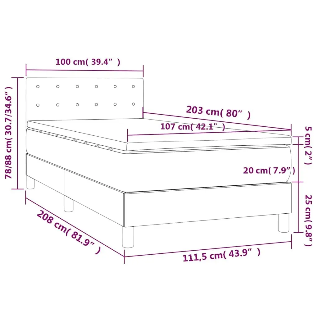 King Single Bed Frame with Pocket Spring Mattress Adjustable Black Fabric Headboard