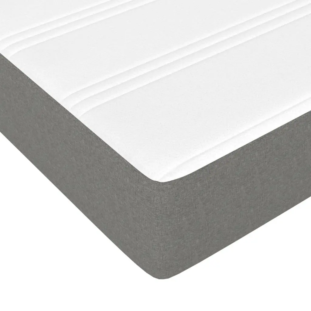 Queen Size Box Spring Bed Grey Fabric Adjustable Height Headboard Pocket Spring Mattress