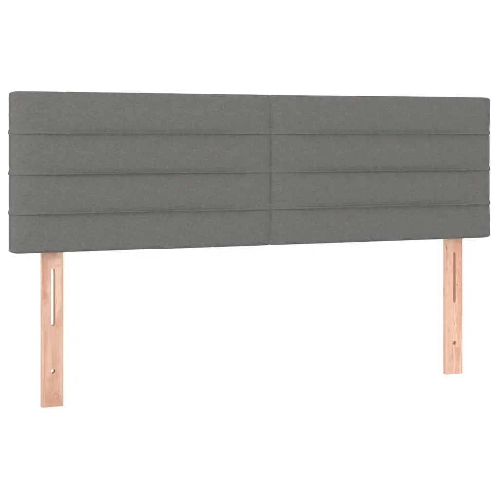 Box Spring Bed with Mattress Dark Grey Fabric Queen Size Adjustable Headboard