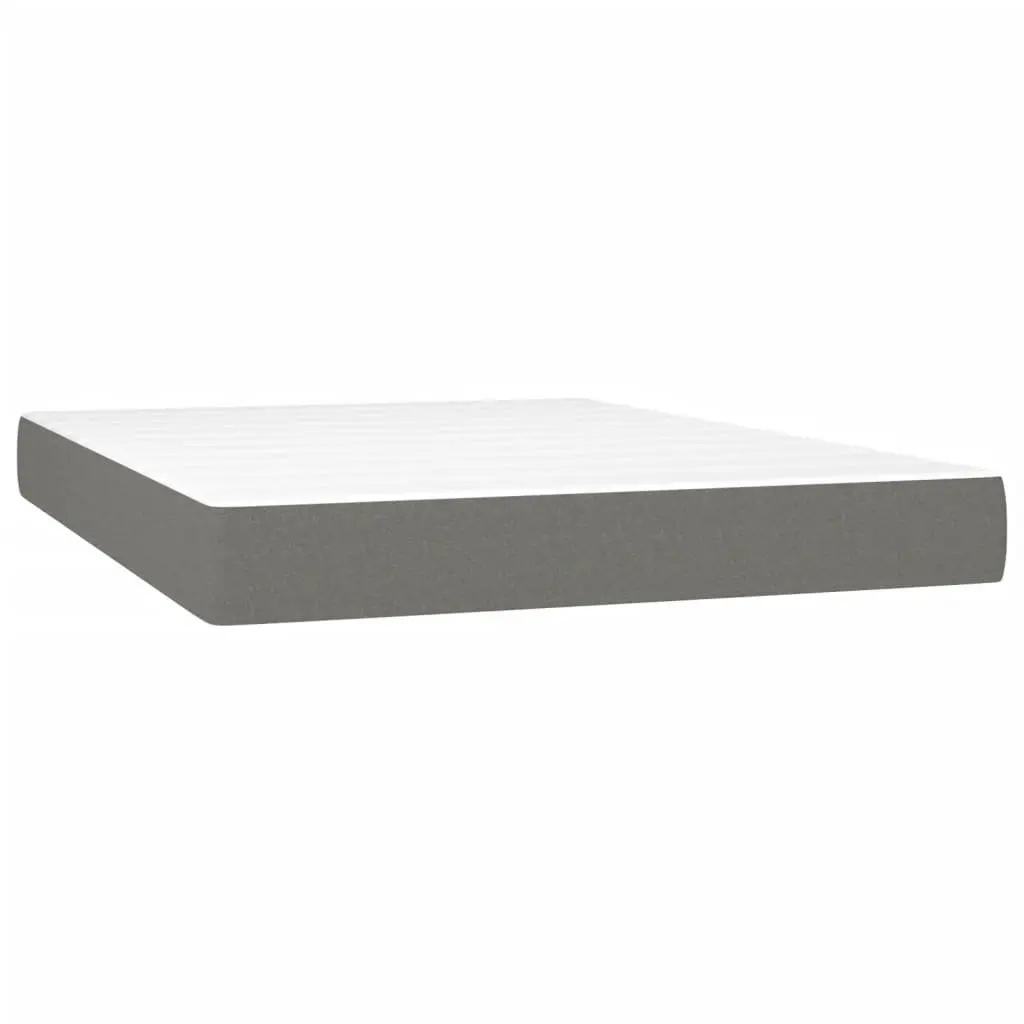 Box Spring Bed Grey Fabric Queen Size with Pocket Spring Mattress Adjustable Headboard
