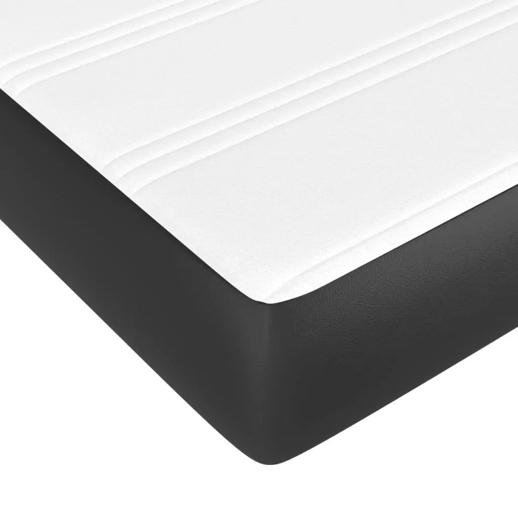 Box Spring Bed Black Faux Leather Queen Size with Pocket Spring Mattress