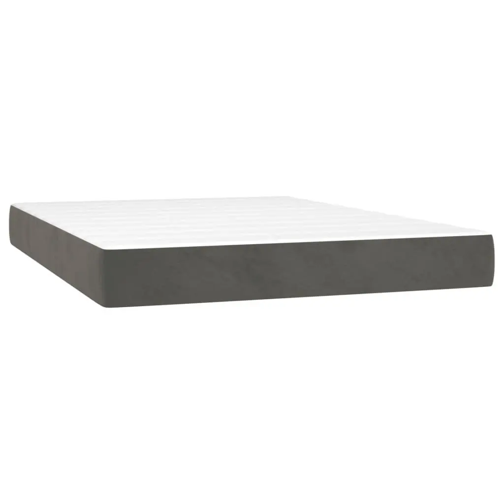 Box Spring Bed Grey Velvet Queen Size with Pocket Spring Mattress and Adjustable Headboard