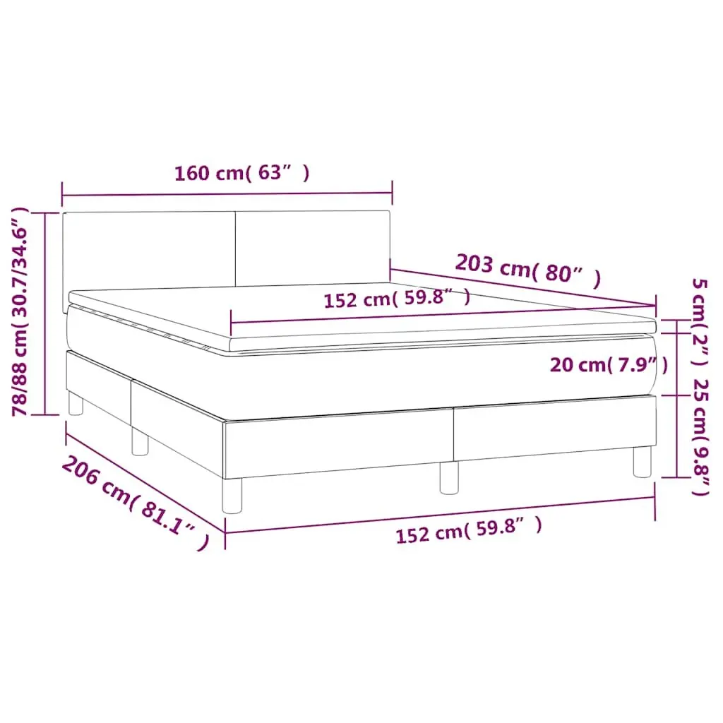 Queen Size Box Spring Bed Black Velvet 153x203 cm with Pocket Spring Mattress