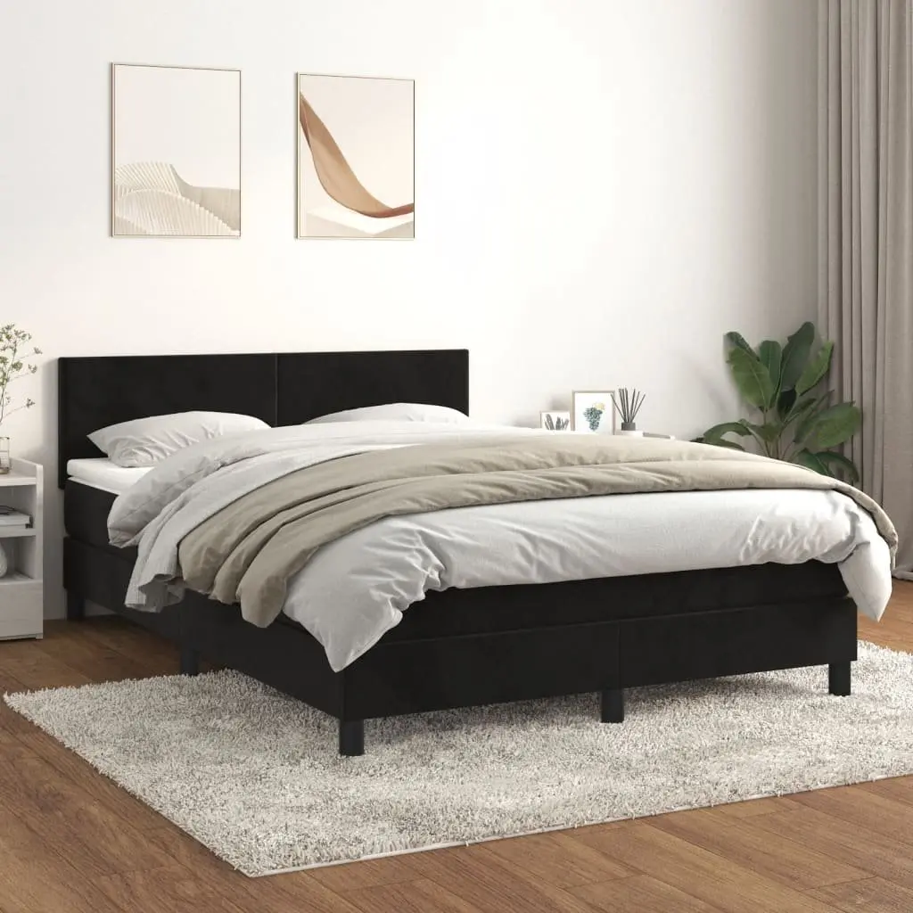 Queen Size Box Spring Bed Black Velvet 153x203 cm with Pocket Spring Mattress
