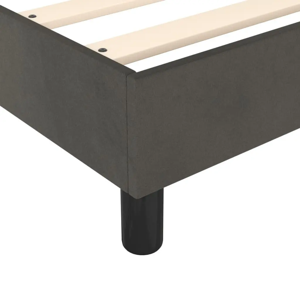 Queen Size Box Spring Bed Dark Grey Velvet 153x203cm with Pocket Spring Mattress