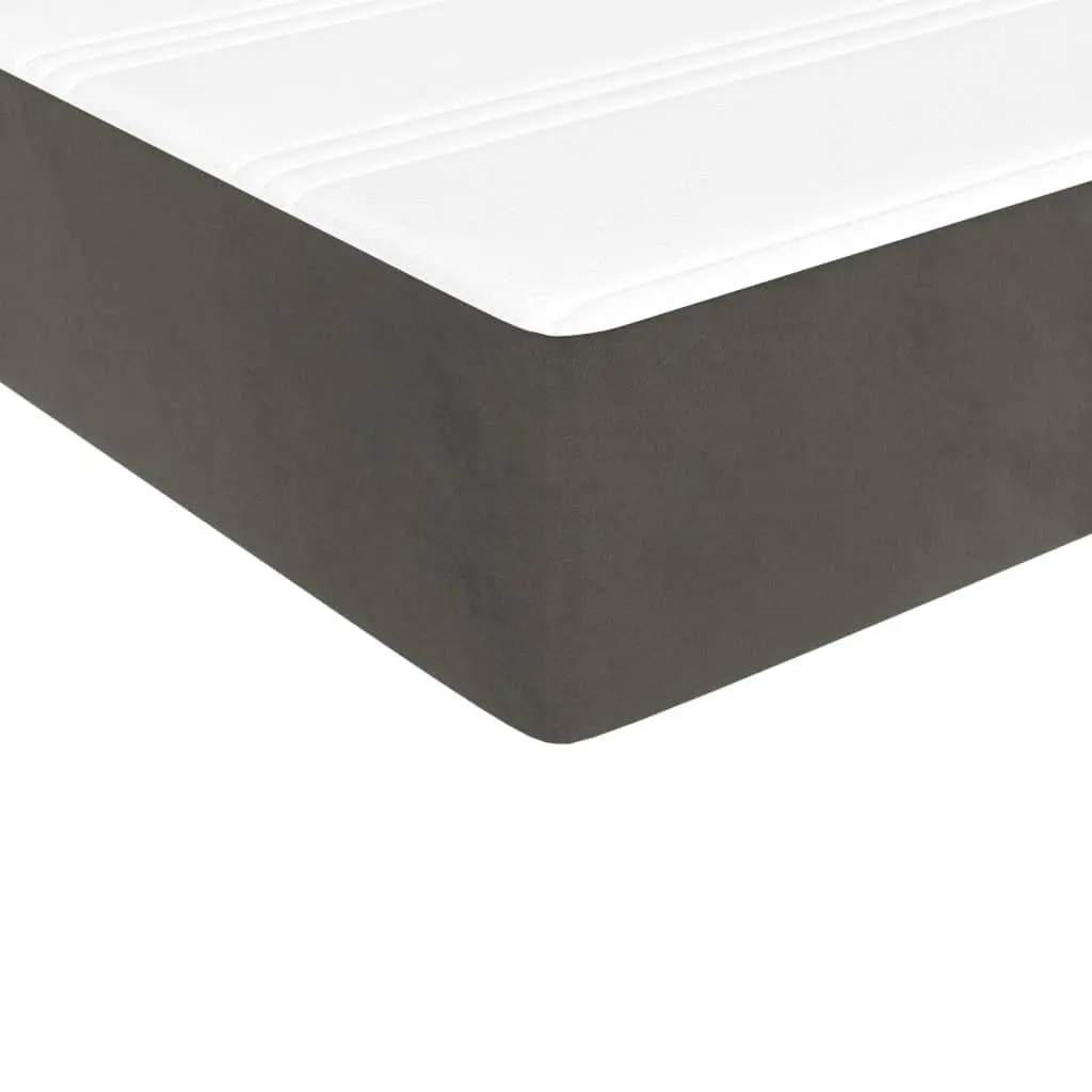 Queen Size Box Spring Bed Dark Grey Velvet 153x203cm with Pocket Spring Mattress