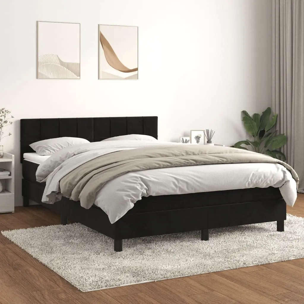 Box Spring Bed with Pocket Spring Mattress Black Velvet Queen Size 153x203cm