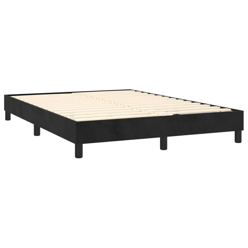 Box Spring Bed with Pocket Spring Mattress Black Velvet Queen Size 153x203cm