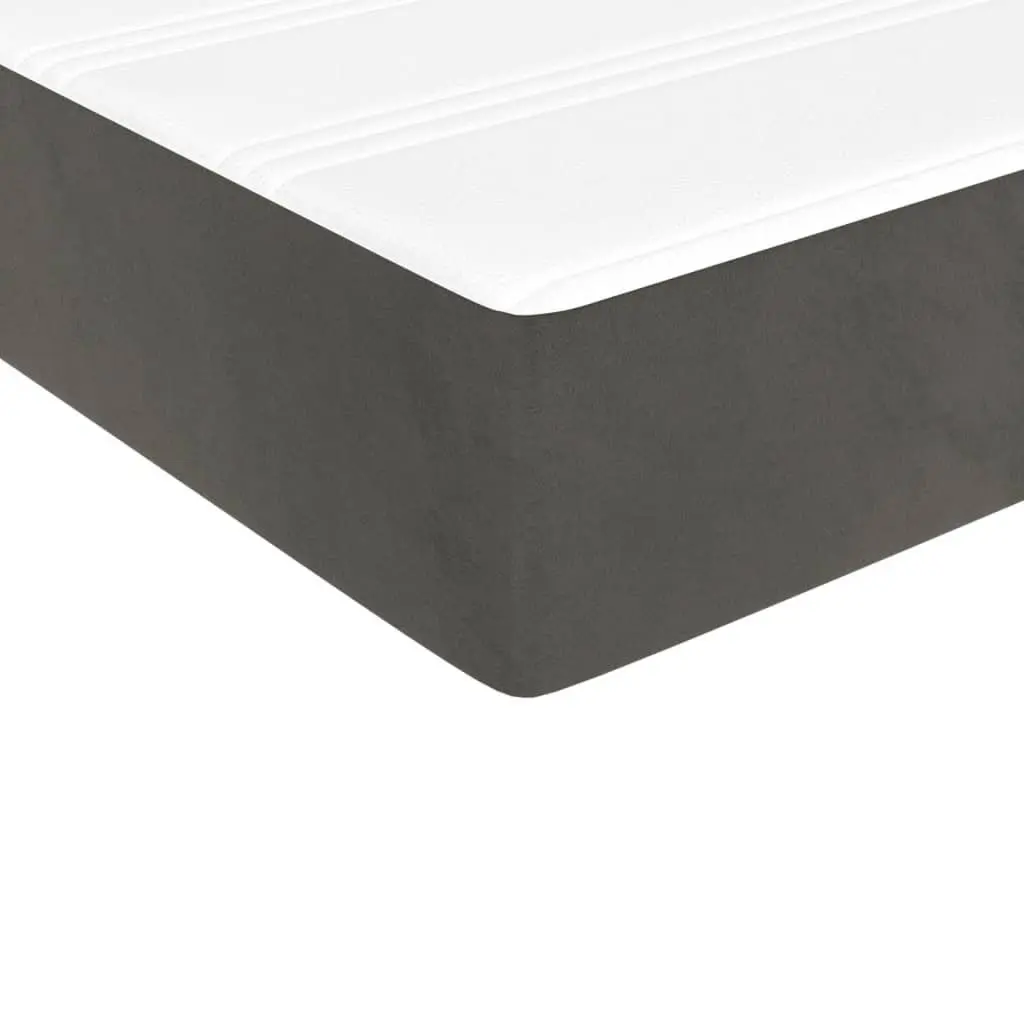 Box Spring Bed Queen Size Grey Velvet Upholstery Adjustable Headboard Pocket Spring Mattress
