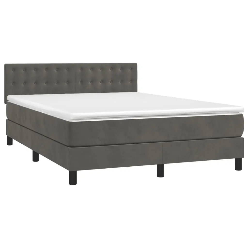 Box Spring Bed Grey Velvet Queen Size 153x203cm with Pocket Spring Mattress