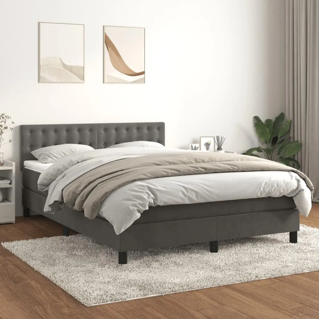 Box Spring Bed Grey Velvet Queen Size 153x203cm with Pocket Spring Mattress