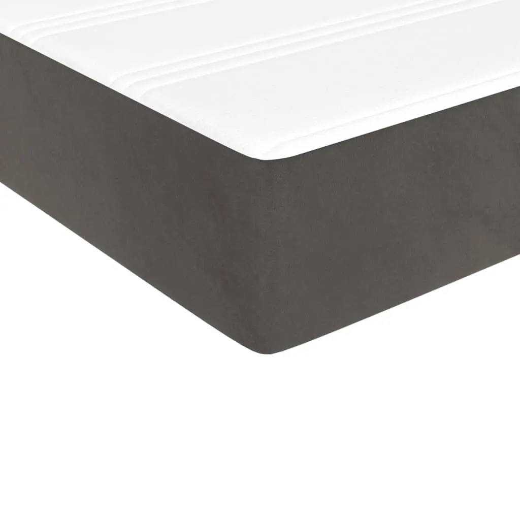 Box Spring Bed Grey Velvet Queen Size 153x203cm with Pocket Spring Mattress