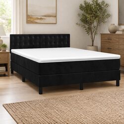 Queen Box Spring Bed with Velvet Pocket Spring Mattress