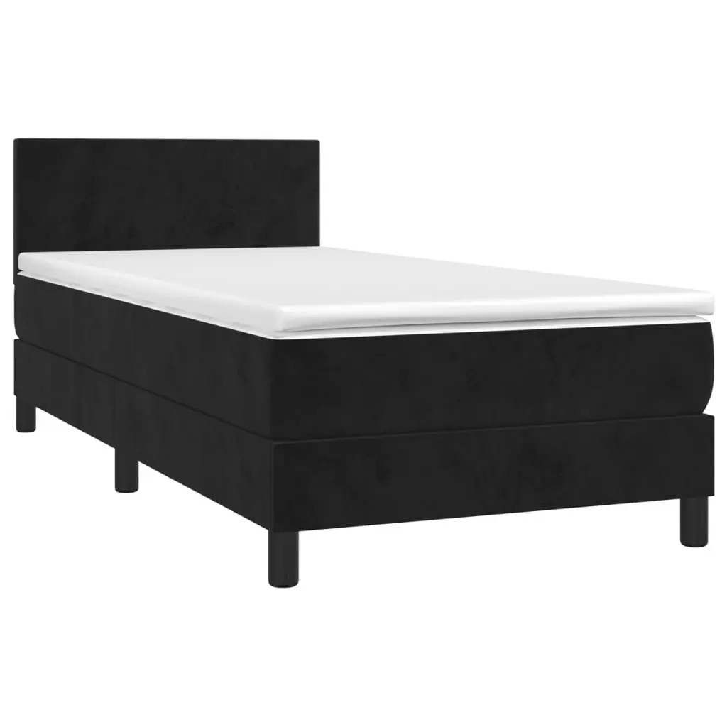 Box Spring Bed Velvet Upholstered King Single Black Pocket Spring Mattress