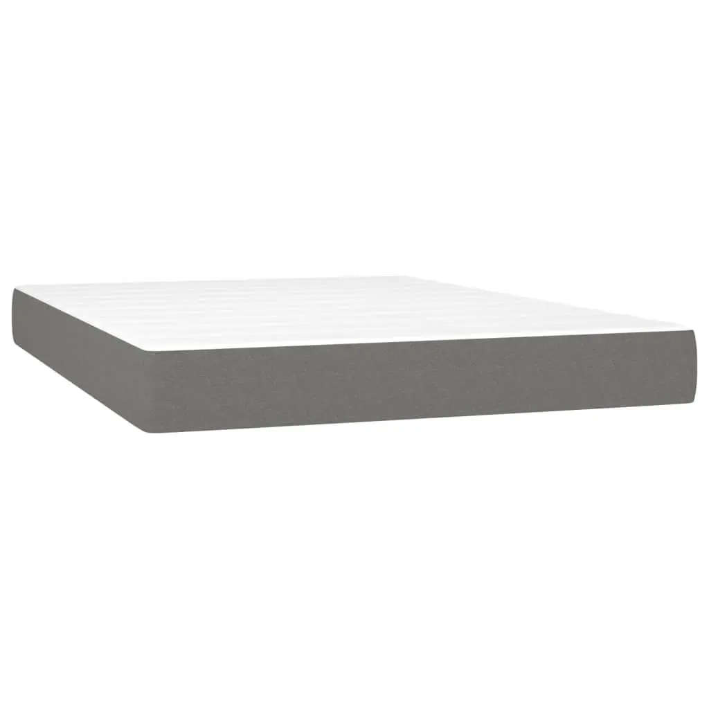 Queen Size Box Spring Bed with Pocket Spring Mattress Adjustable Headboard LED Dark Grey