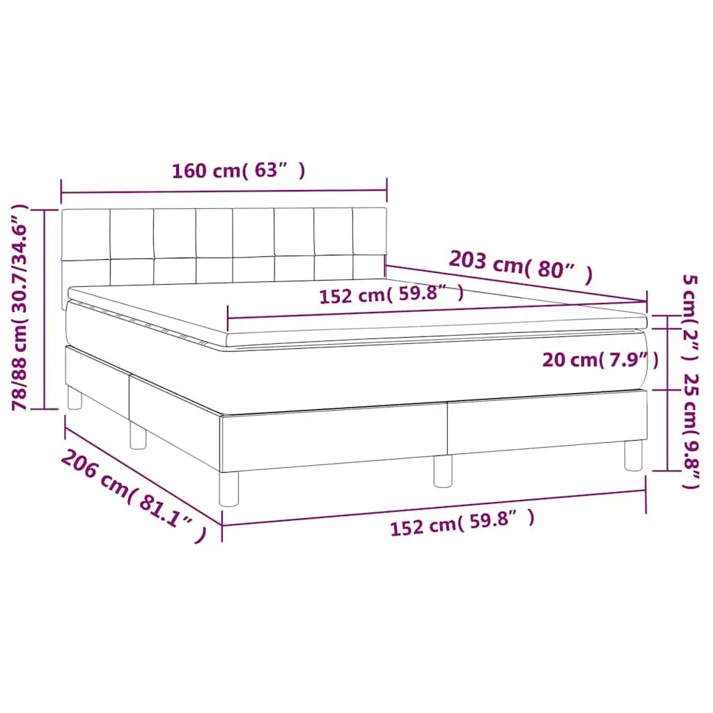 Queen Size Box Spring Bed with Pocket Spring Mattress Adjustable Fabric Headboard Grey Fabric