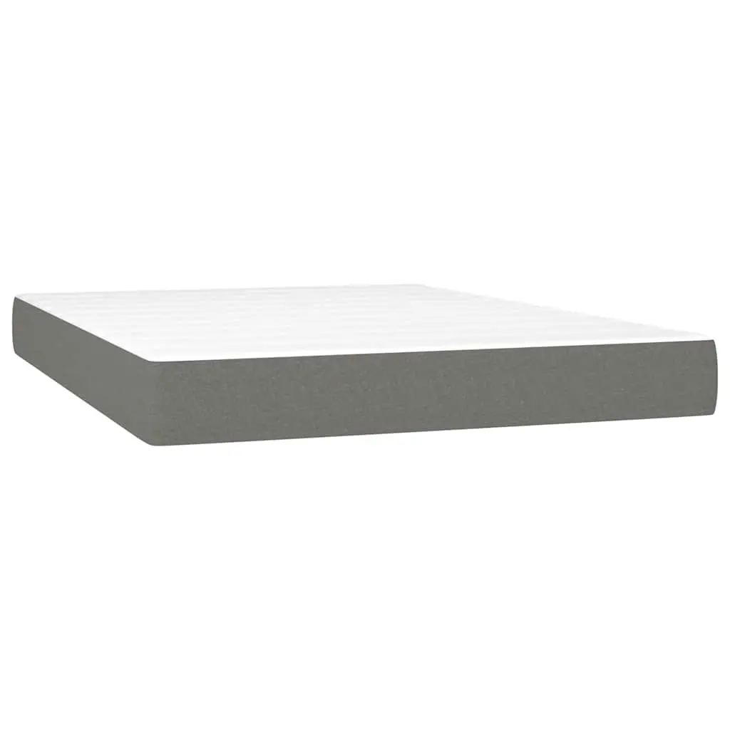 Queen Size Box Spring Bed with Pocket Spring Mattress Adjustable Fabric Headboard Grey Fabric