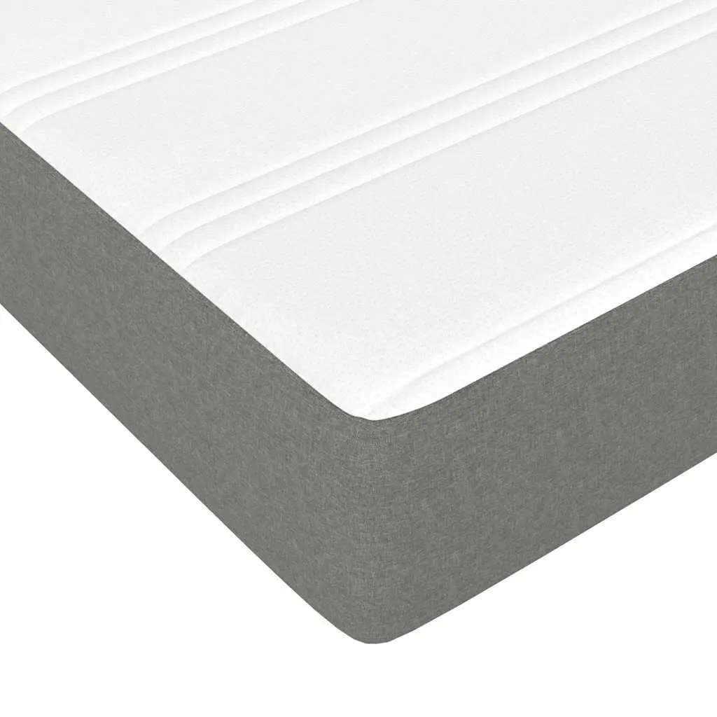 Queen Size Box Spring Bed with Pocket Spring Mattress Adjustable Fabric Headboard Grey Fabric