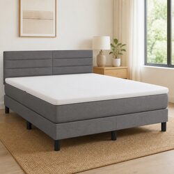 Queen Size Box Spring Bed with LED Headboard and Mattress