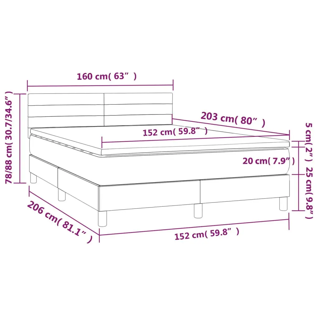 Queen Size Box Spring Bed with Pocket Spring Mattress Adjustable LED Headboard Grey Fabric