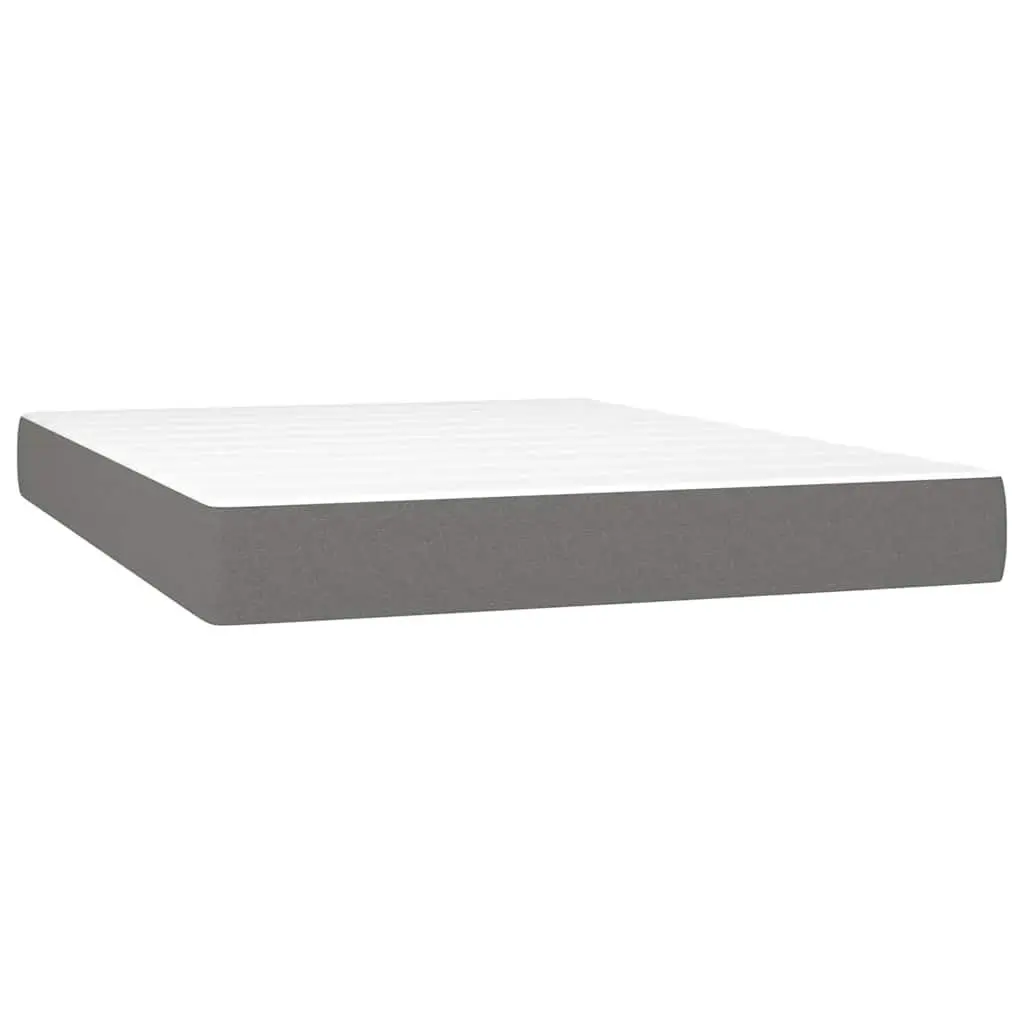 Queen Size Bed Frame with Adjustable Headboard Pocket Spring Mattress Grey Fabric