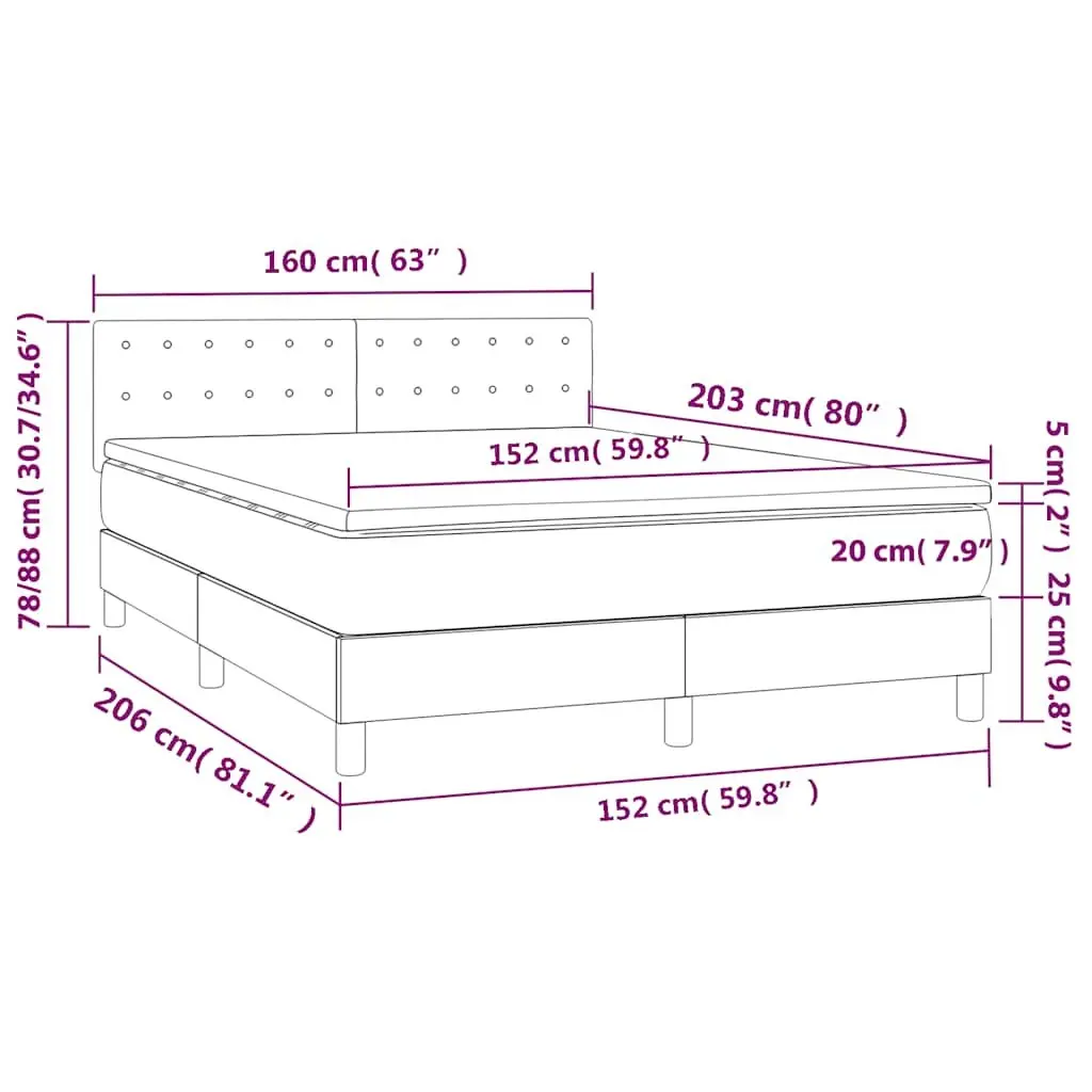 Queen Size Box Spring Bed with Pocket Spring Mattress Grey Fabric LED Headboard
