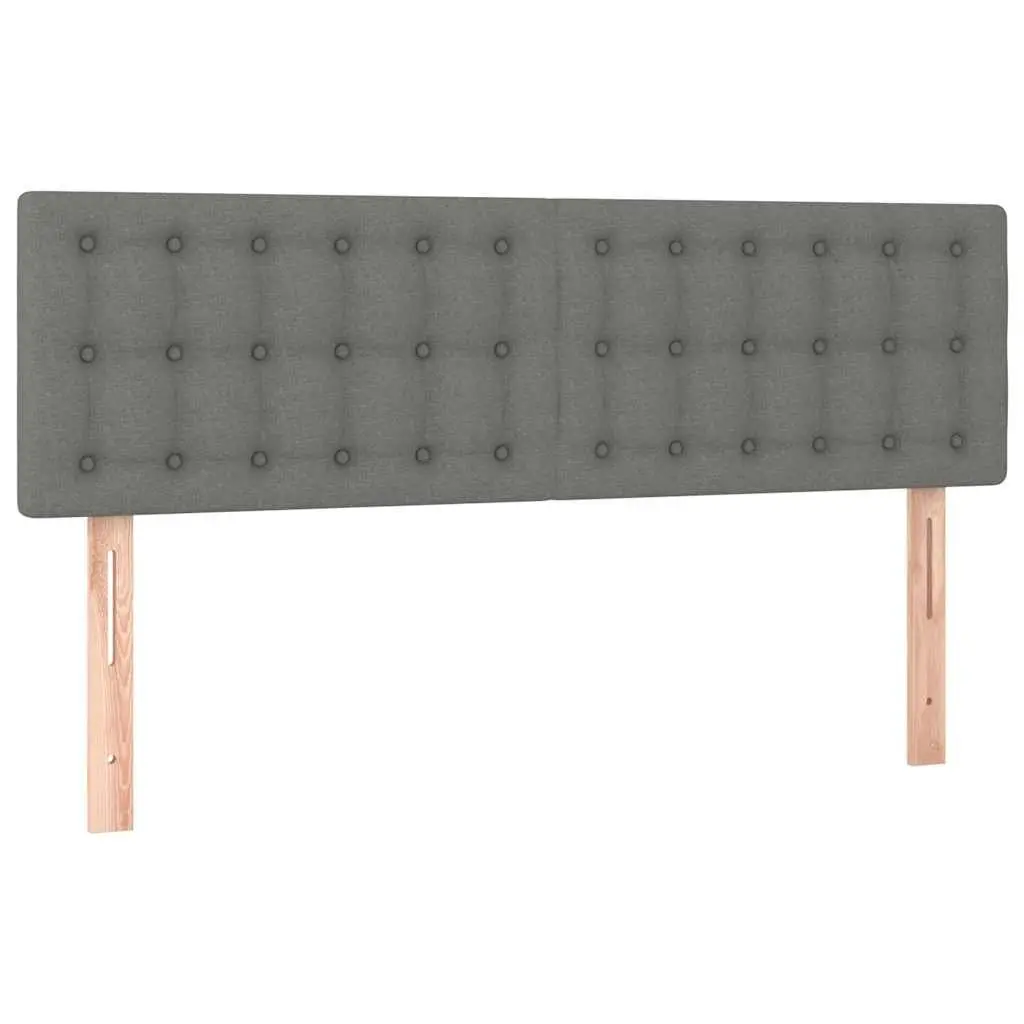 Queen Size Box Spring Bed with Pocket Spring Mattress Grey Fabric LED Headboard