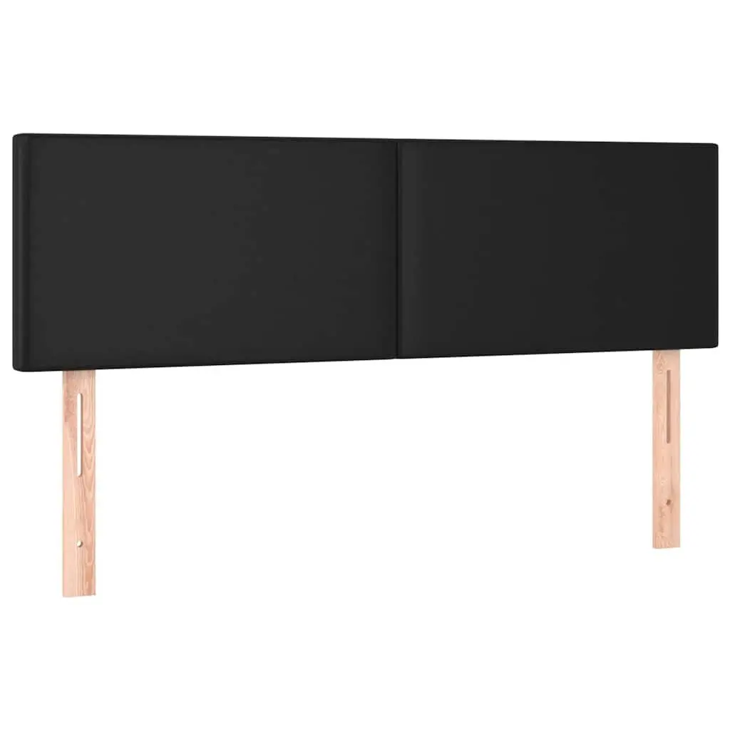 Box Spring Bed Queen Size Black Faux Leather with Pocket Spring Mattress and LED Headboard