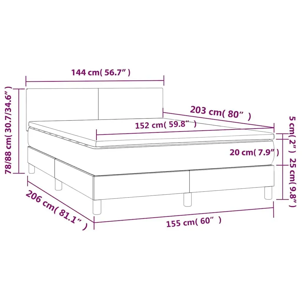 Queen Size Box Spring Bed with Adjustable Headboard Pocket Spring Mattress Faux Leather Upholstery LED Lighting