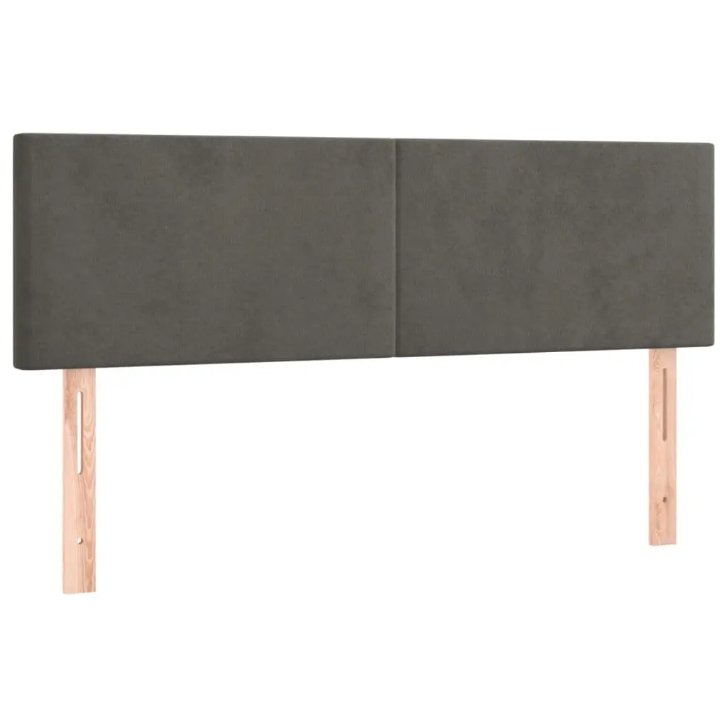 Queen Size Box Spring Bed Dark Grey with Pocket Spring Mattress and Adjustable LED Headboard Velvet Upholstered