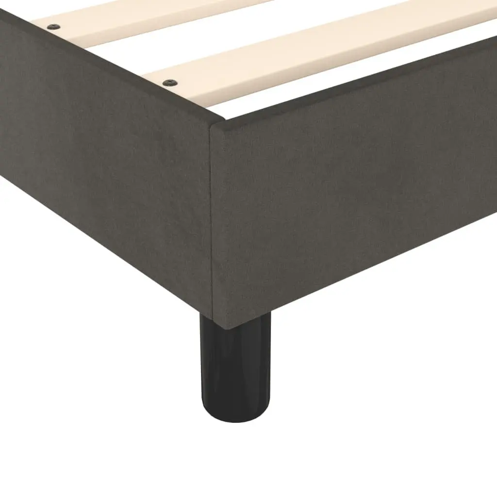 Queen Size Box Spring Bed Dark Grey with Pocket Spring Mattress and Adjustable LED Headboard Velvet Upholstered