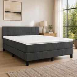 Comfortable Queen Box Spring Bed with LED Headboard