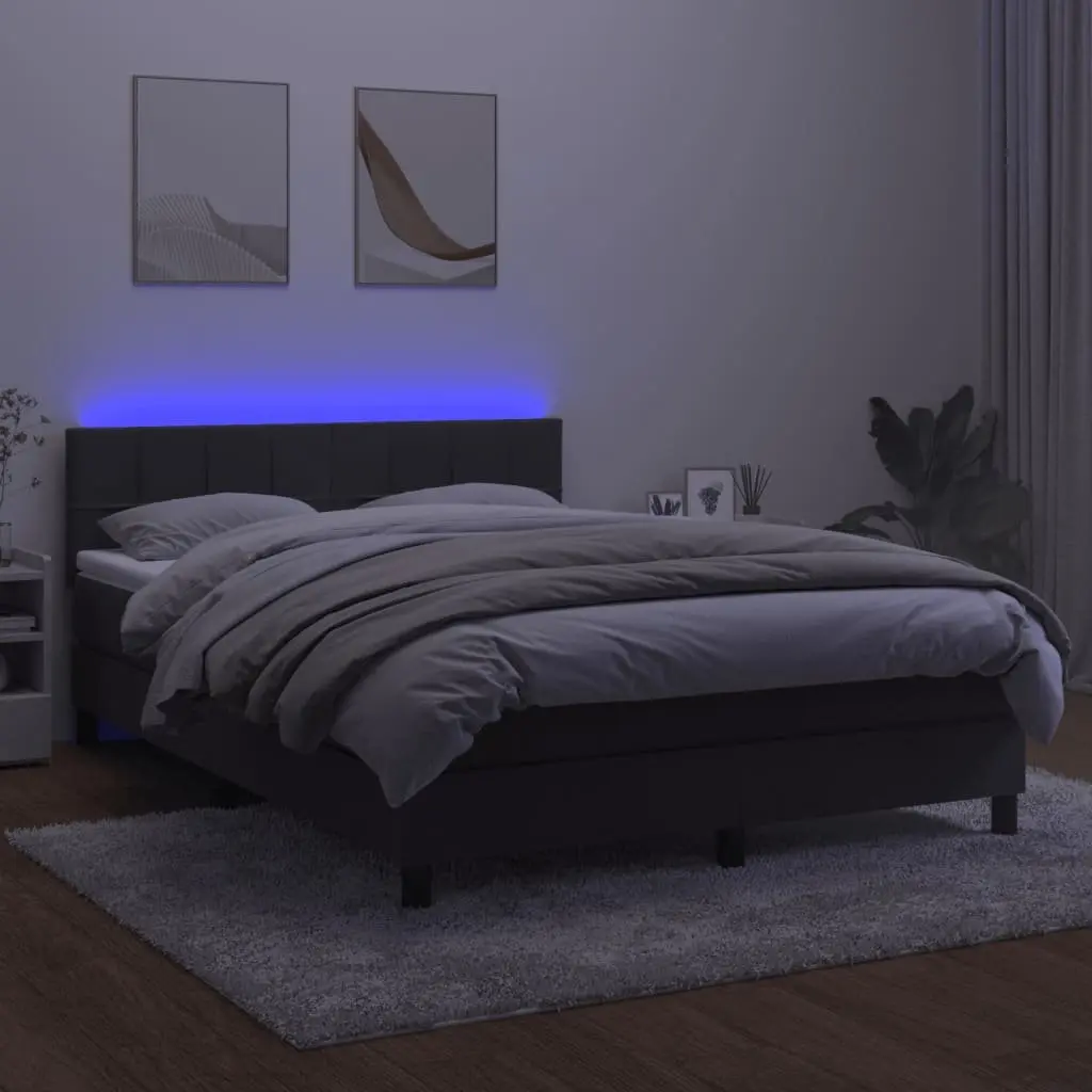 Box Spring Bed with Pocket Spring Mattress Adjustable Velvet Headboard Queen Size Grey Velvet