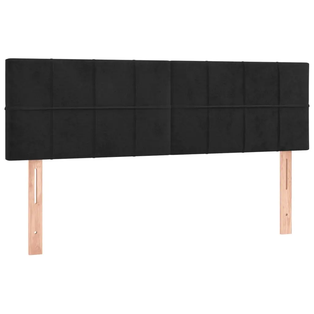 Queen Box Spring Bed Black Velvet with Pocket Spring Mattress and LED Headboard