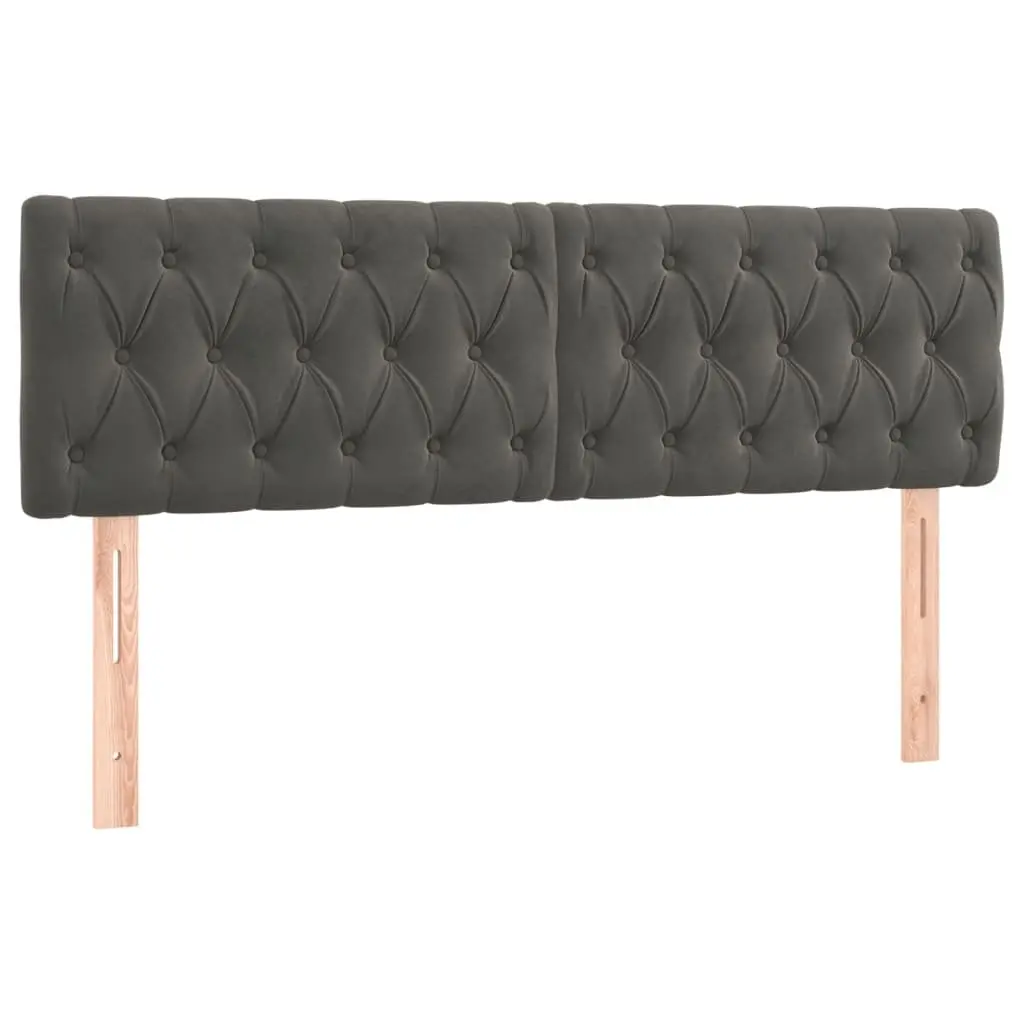 Box Spring Bed with Pocket Spring Mattress Adjustable LED Headboard Queen Size Dark Grey Velvet