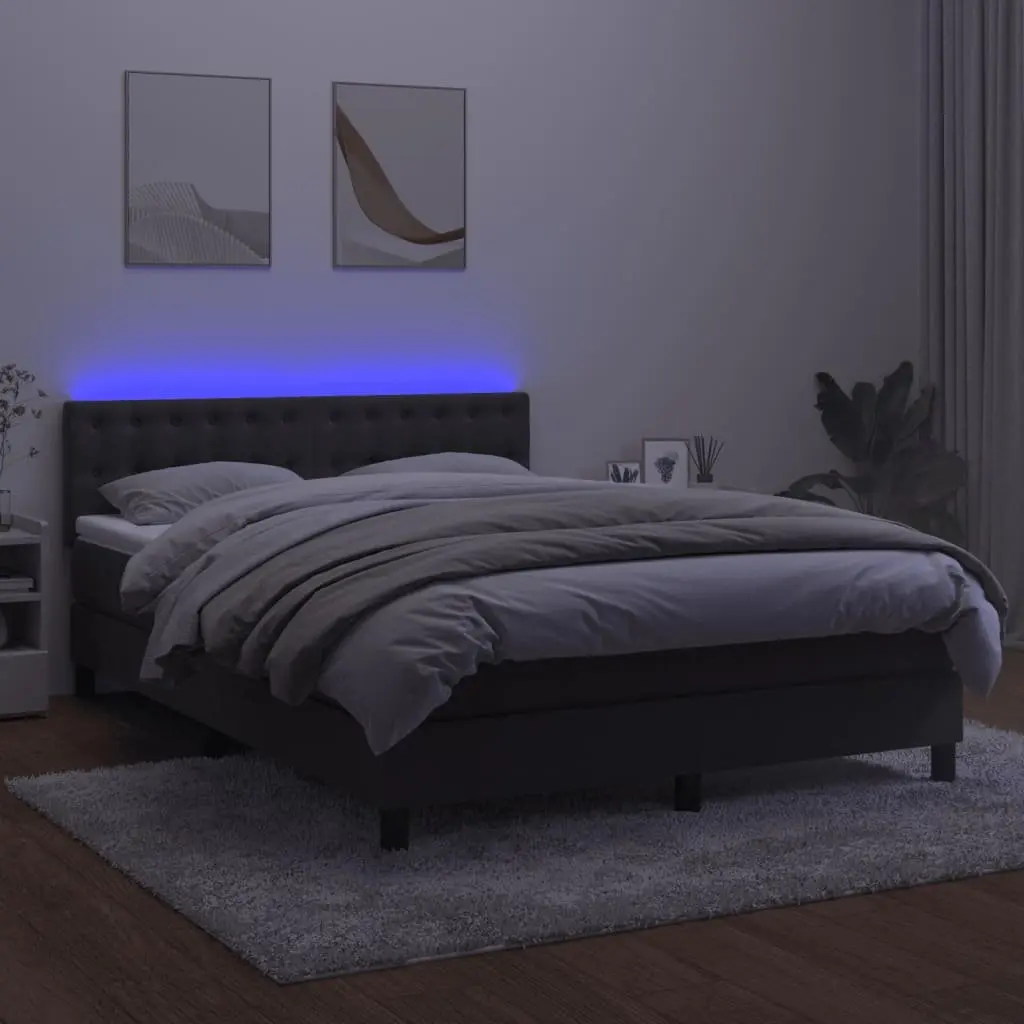 Pocket Spring Mattress Bed with Adjustable Headboard Grey Velvet Queen Size