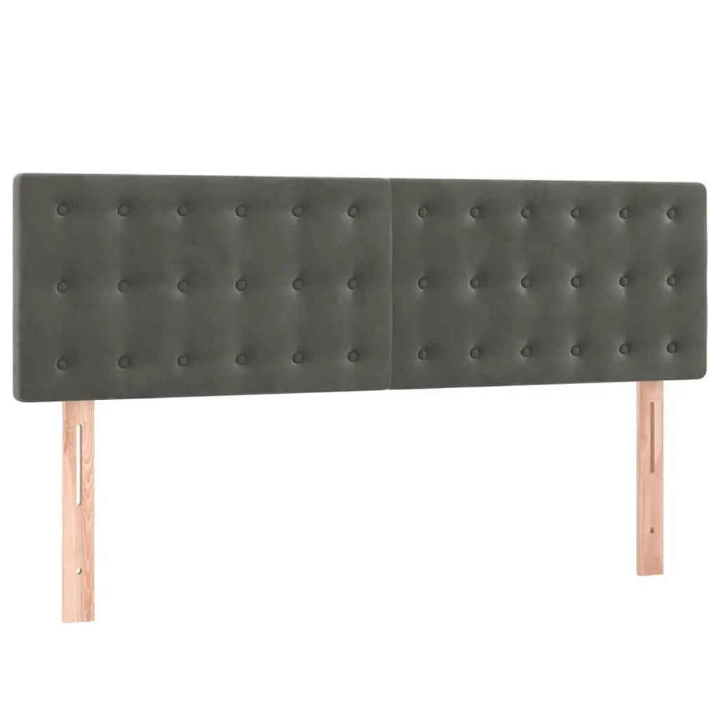 Pocket Spring Mattress Bed with Adjustable Headboard Grey Velvet Queen Size
