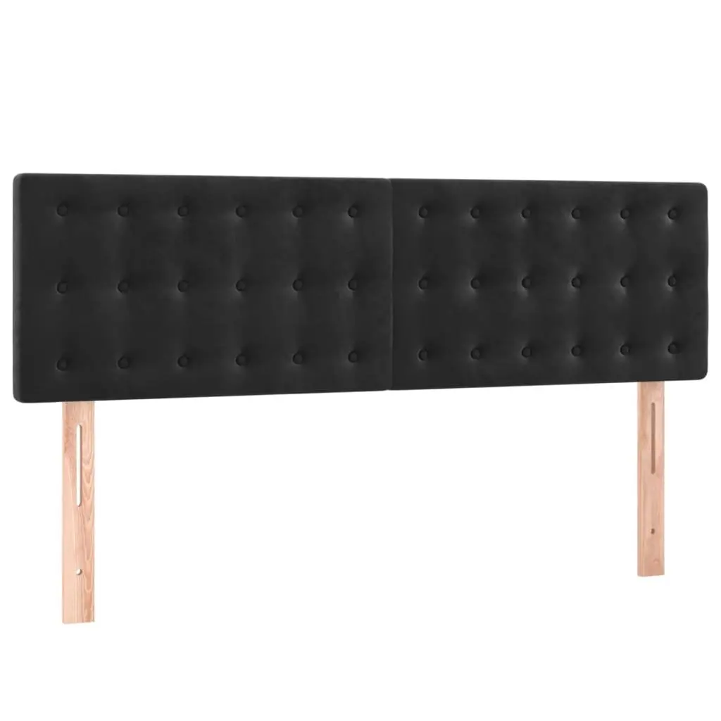 Box Spring Bed Pocket Spring Mattress Adjustable Velvet Headboard LED Black 152x203cm