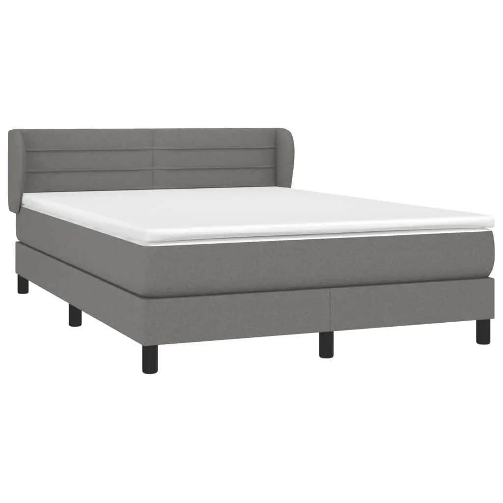 Queen Size Box Spring Bed with Pocket Spring Mattress Grey Fabric Headboard