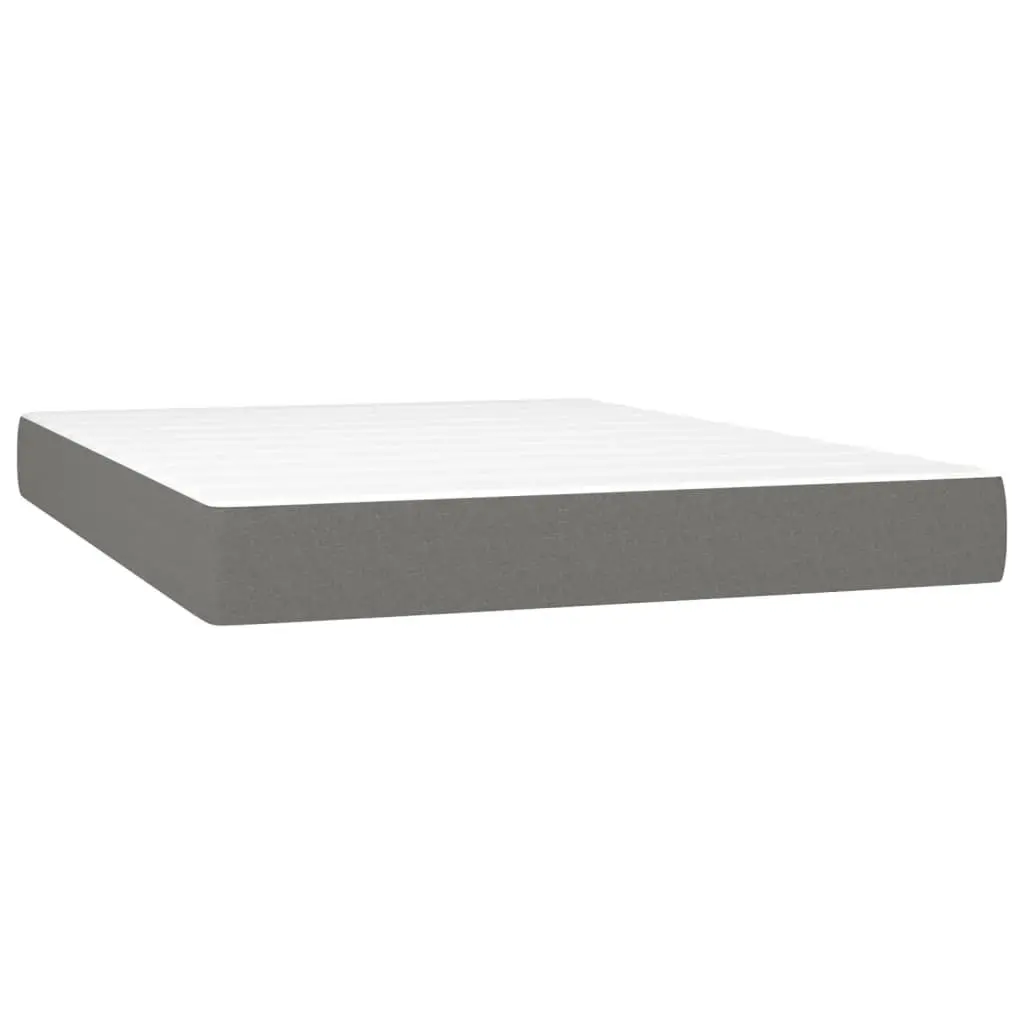 Queen Size Box Spring Bed with Pocket Spring Mattress Dark Grey Fabric