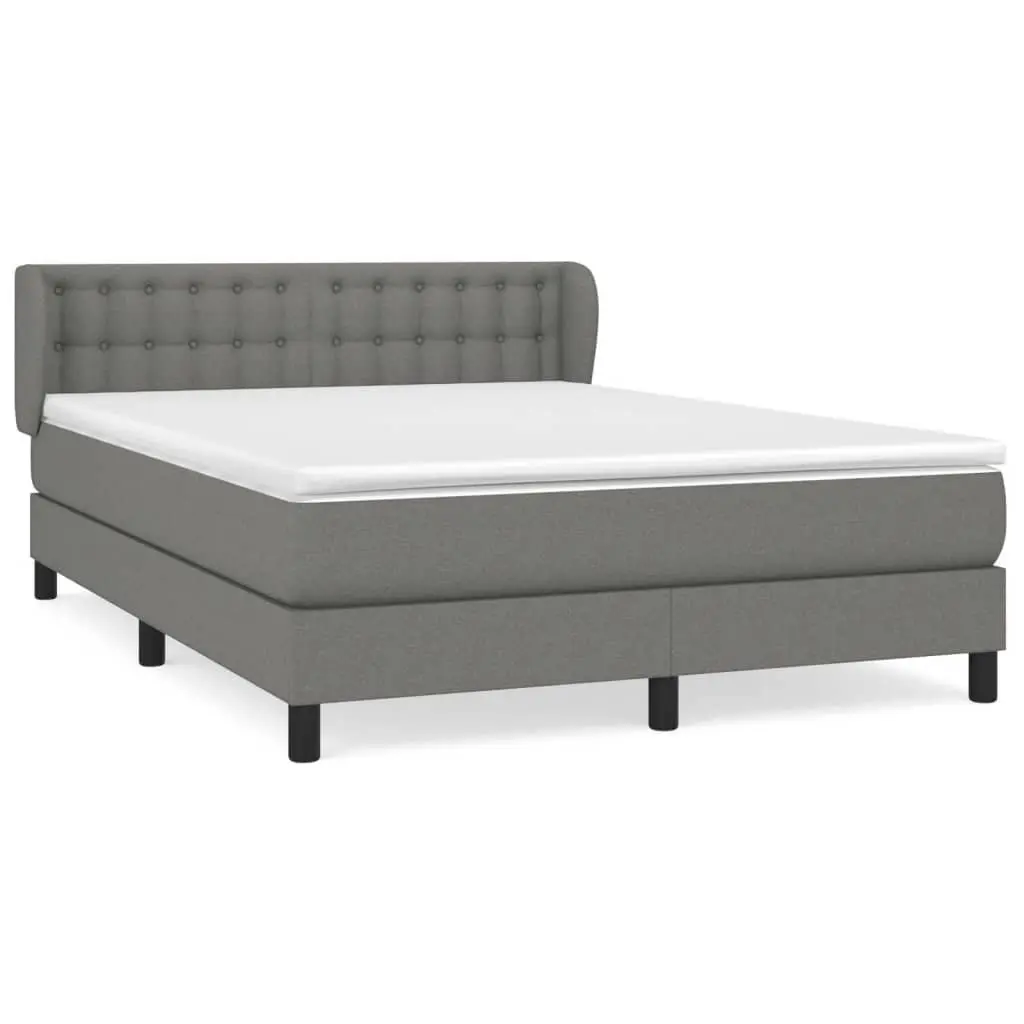 Queen Size Box Spring Bed with Pocket Spring Mattress Grey Fabric