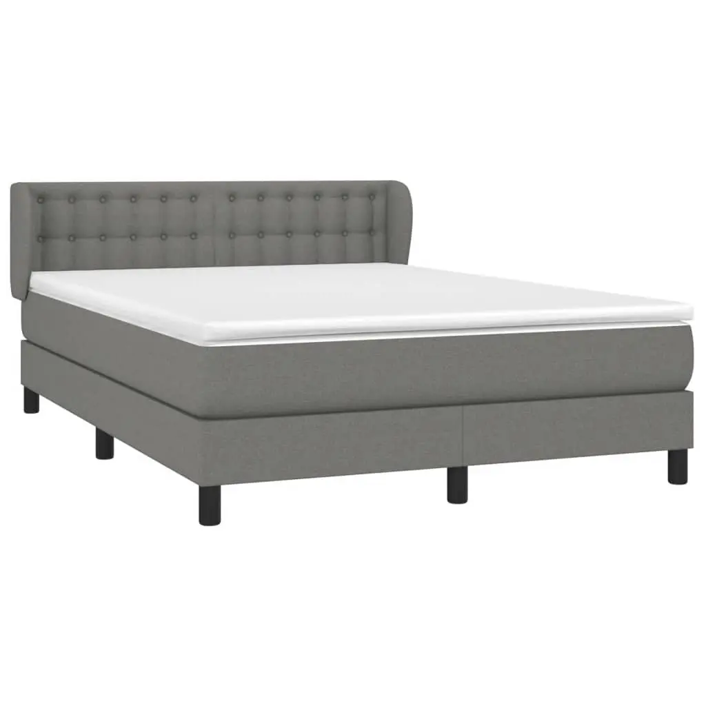 Queen Size Box Spring Bed with Pocket Spring Mattress Grey Fabric