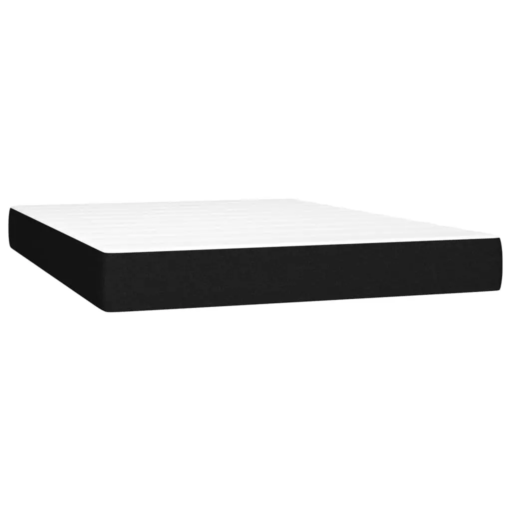 Queen Size Box Spring Bed with Adjustable Headboard Pocket Spring Mattress Black