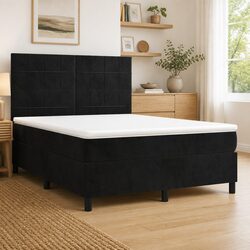 Velvet Box Spring Bed with Pocket Spring Mattress 137x187 cm