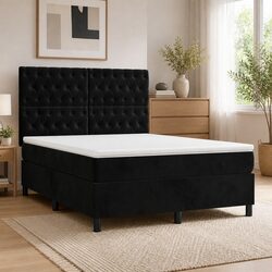 Velvet Box Spring Bed with Pocket Spring Mattress