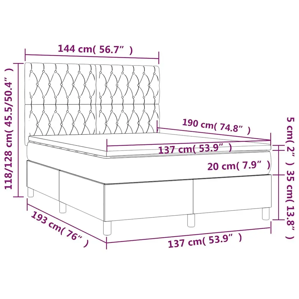 Box Spring Bed Velvet Double Size Black with Adjustable Headboard and Pocket Spring Mattress